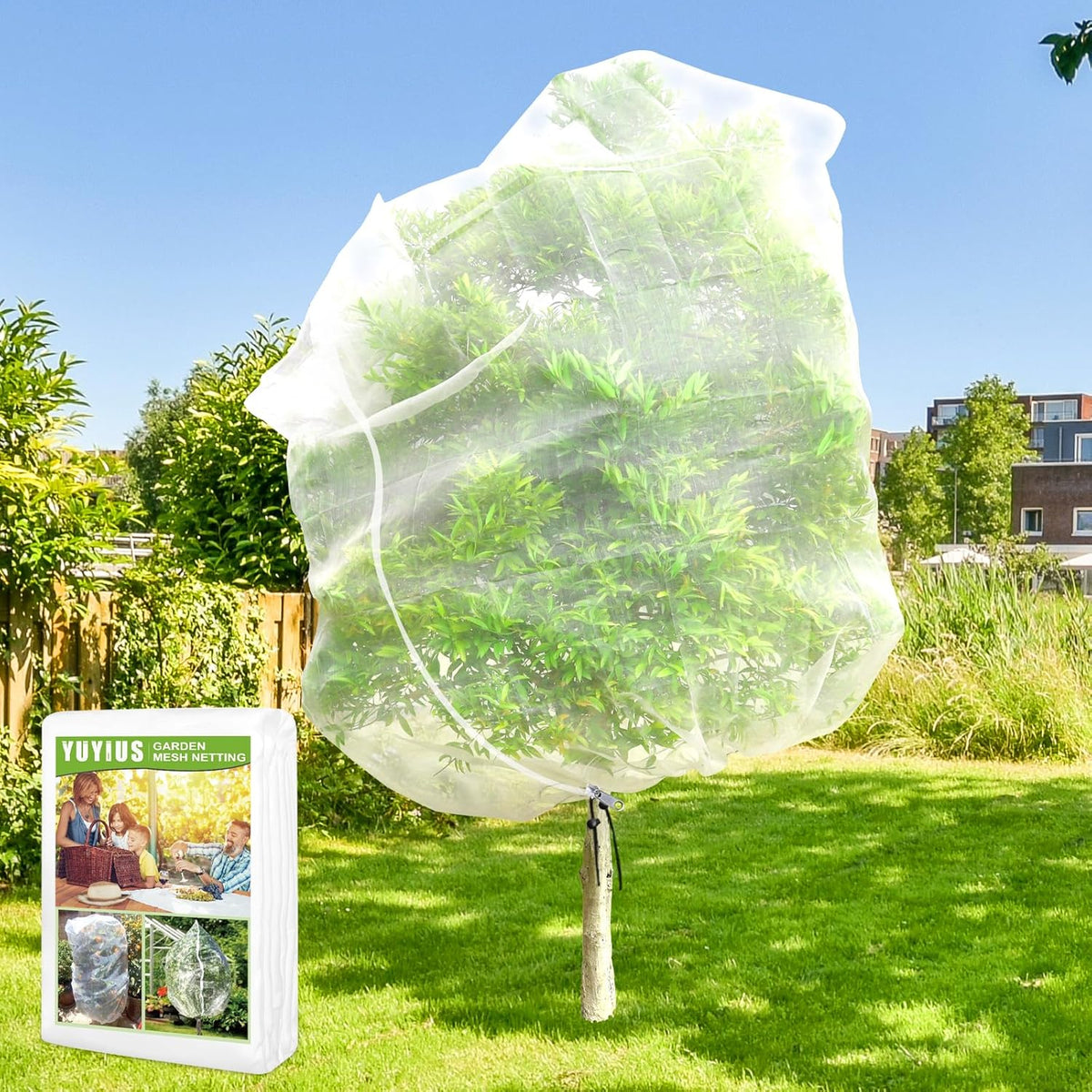 Fruit Tree Netting, 10x10 FT Plant Mesh Netting for Garden Protection with Zipper, Blueberry Bush