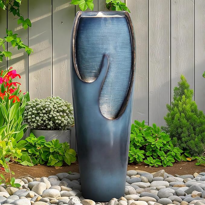 Naturefalls 38.7” H Modern Outdoor Fountain - 4-Tiered Outdoor Garden Fountains with Contemporary