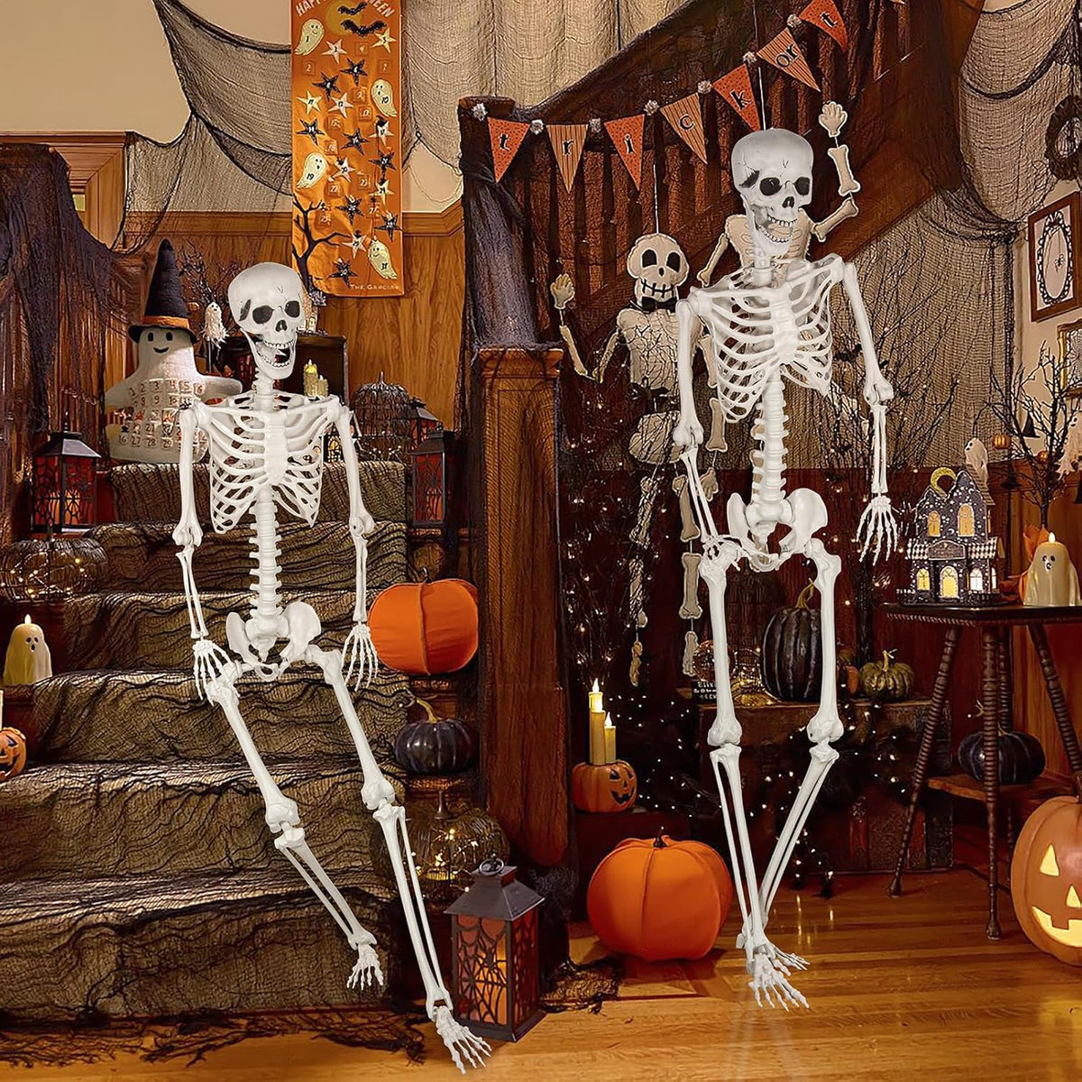 Halloween Skeleton, Realistic Life Size Skeleton with Movable Joints for Halloween Party Haunted