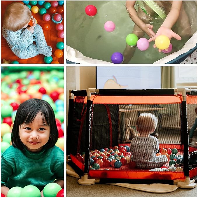 Ball Pit Balls for Kids, Plastic Refill 2.2 Inch Balls, 100 Pack, Bright Colors, Phthalate and BPA