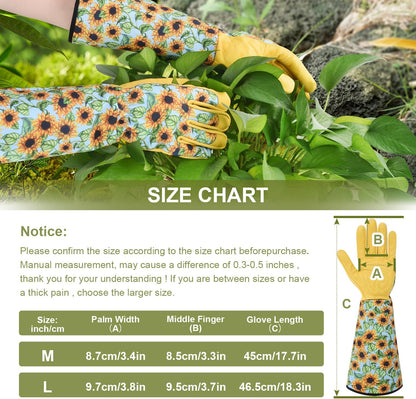 Long Gardening Gloves for Women Thorn Proof,Rose Pruning Cowhide Leather Garden Gloves for Cactus