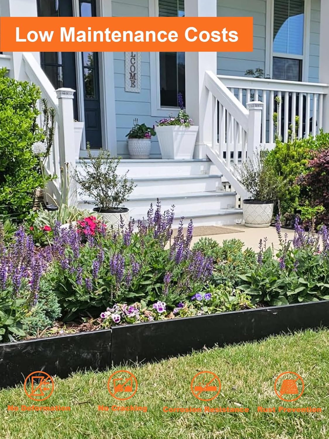 Vinci Landscape Edging Border, 40" L x 8" H 3Pack 10FT Total Black Galvanized Steel Garden Edging