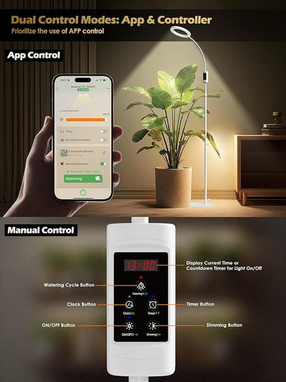 Smart Grow Lights for Indoor Plants,24W Plant Light with Auto-Timer,Full Spectrum LED Grow Light