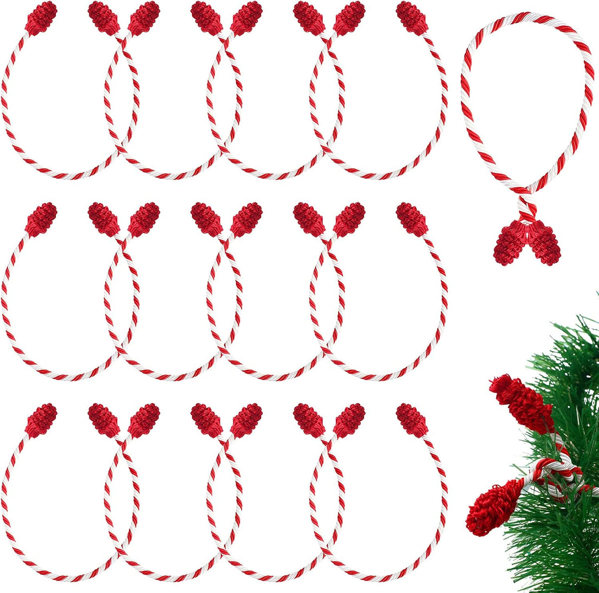 Shappy 12 Pieces Christmas Garland Banister Ties Christmas Decorative Reusable and Flexible Twist