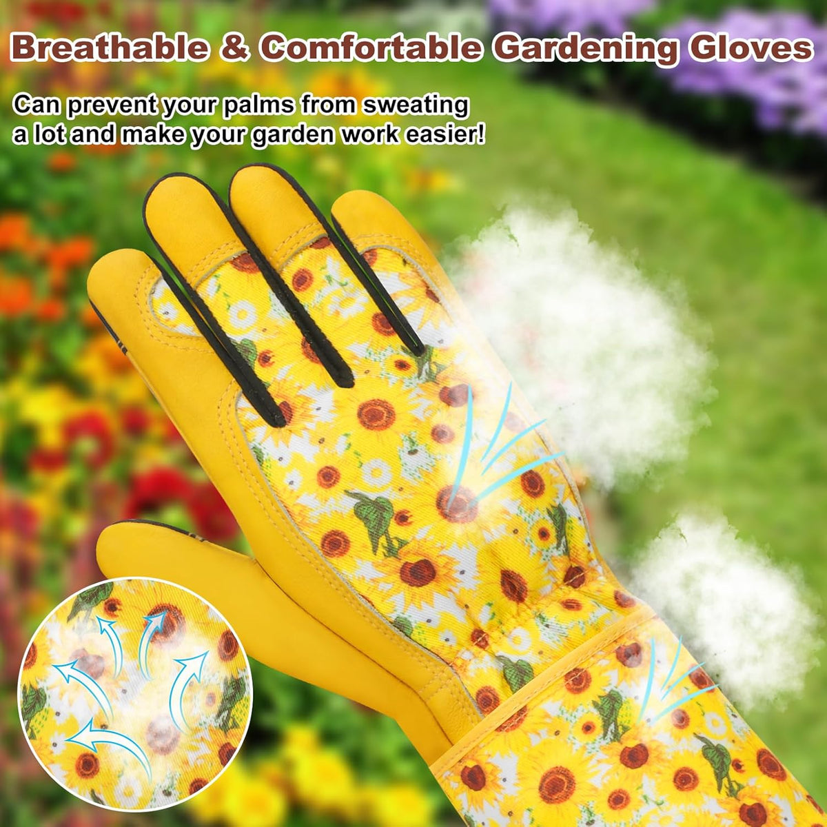 DLY Gardening Gloves for Women, Rose Gloves Gardening Thorn Proof, Long Garden Gloves for Women