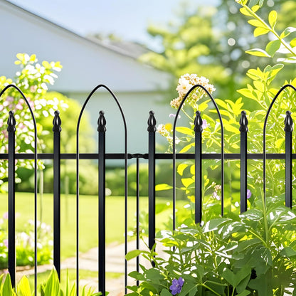 Garden Fence 32 inch H x 24 inch W (5 Panels, Total 10 feet), Metal Decorative Border Folding