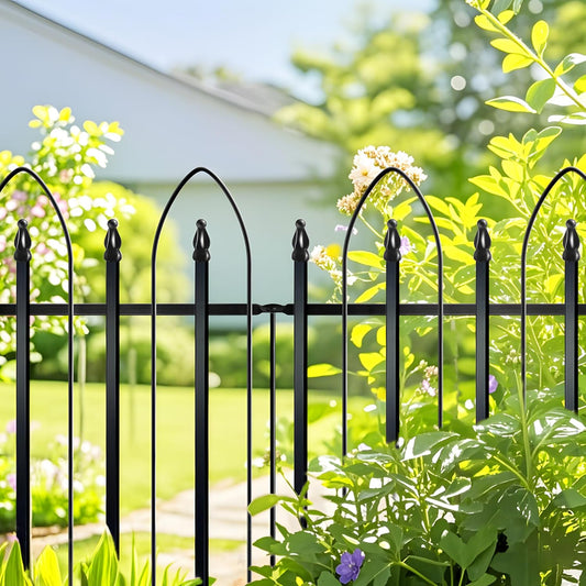 Garden Fence 24" H x 24" W (5 Panels, Total Length 10 feet), Metal Decorative Border Folding Fence
