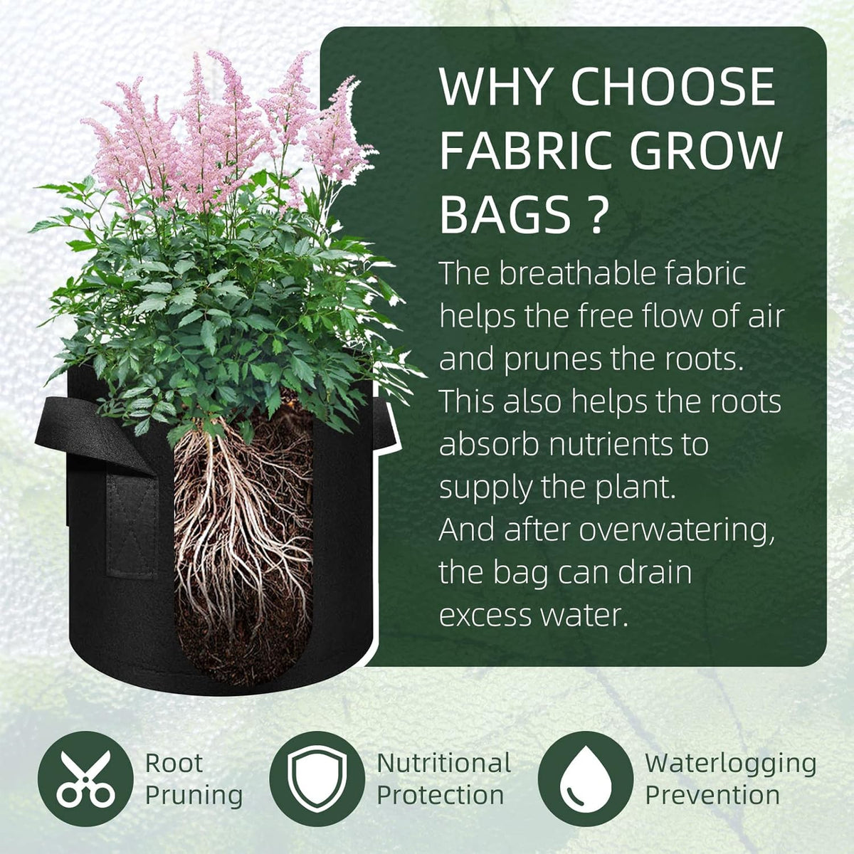 150-Pack 10 Gallon Grow Bags Bulk, Heavy Duty Thickened Nonwoven Fabric Pots with Handles, Felt