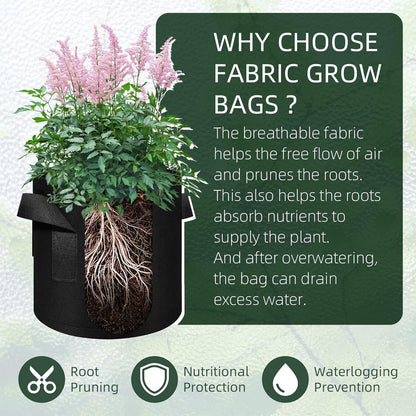 150-Pack 5 Gallon Grow Bags Bulk, Heavy Duty Thickened Nonwoven Fabric Pots with Handles, Felt