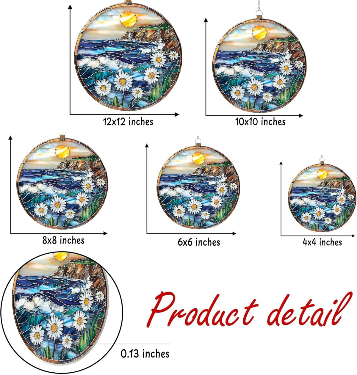 Coastal Sea Waves Acrylic Suncatcher Stained Glass Effect Window Car Hanging Christmas Ornament