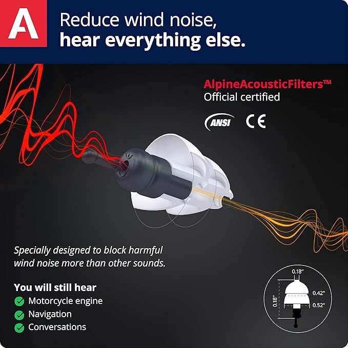 ALPINE HEARING PROTECTION MotoSafe Tour Reusable Ear Plugs – Motorcycle Ear Plugs – Noise Reduction