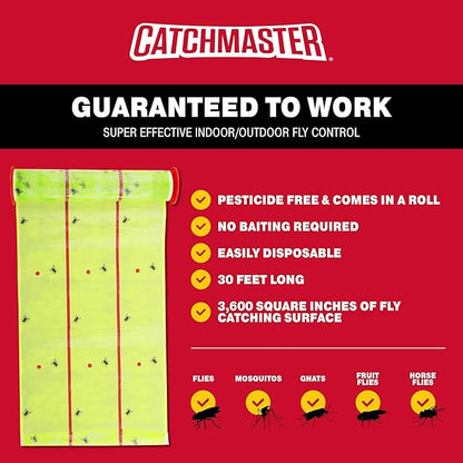 Catchmaster Giant Fly Glue Trap 1-Pack 30 Feet Each, Adhesive Fly Traps Outdoor, Sticky Bug