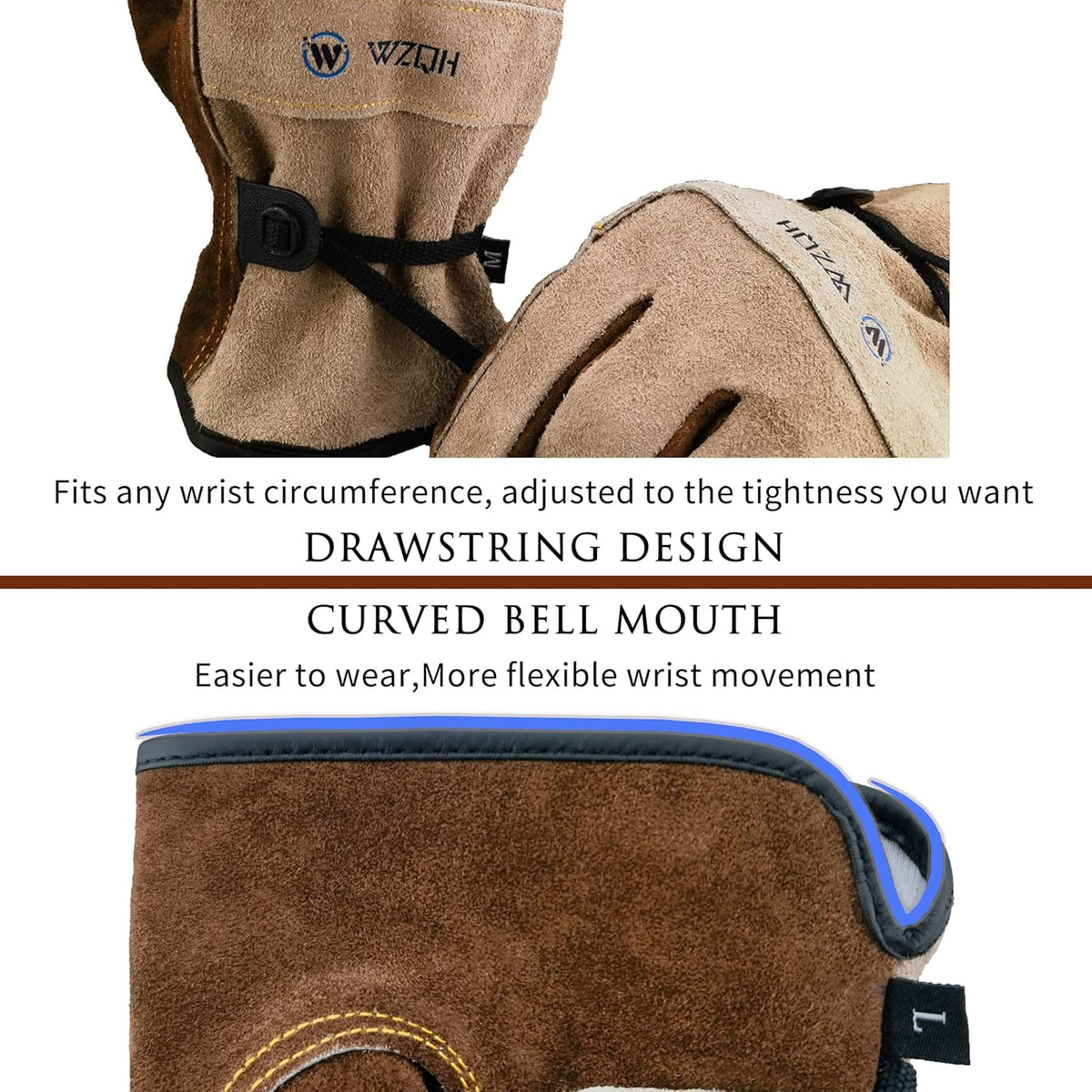 Leather Work Gloves for Men or Women. Small Glove for Gardening, Tig/Mig Welding, Construction