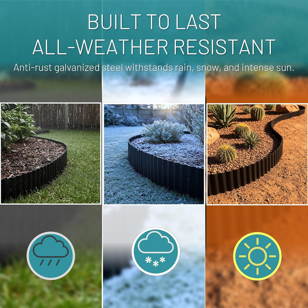 50FT Black Corrugated Metal Landscape Edging – Flexible & Rustproof Garden Edging Border
