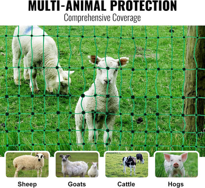 VEVOR Electric Fence Netting, 42"H x 164'L, PE Net Fencing with Posts and Double-Spiked Stakes