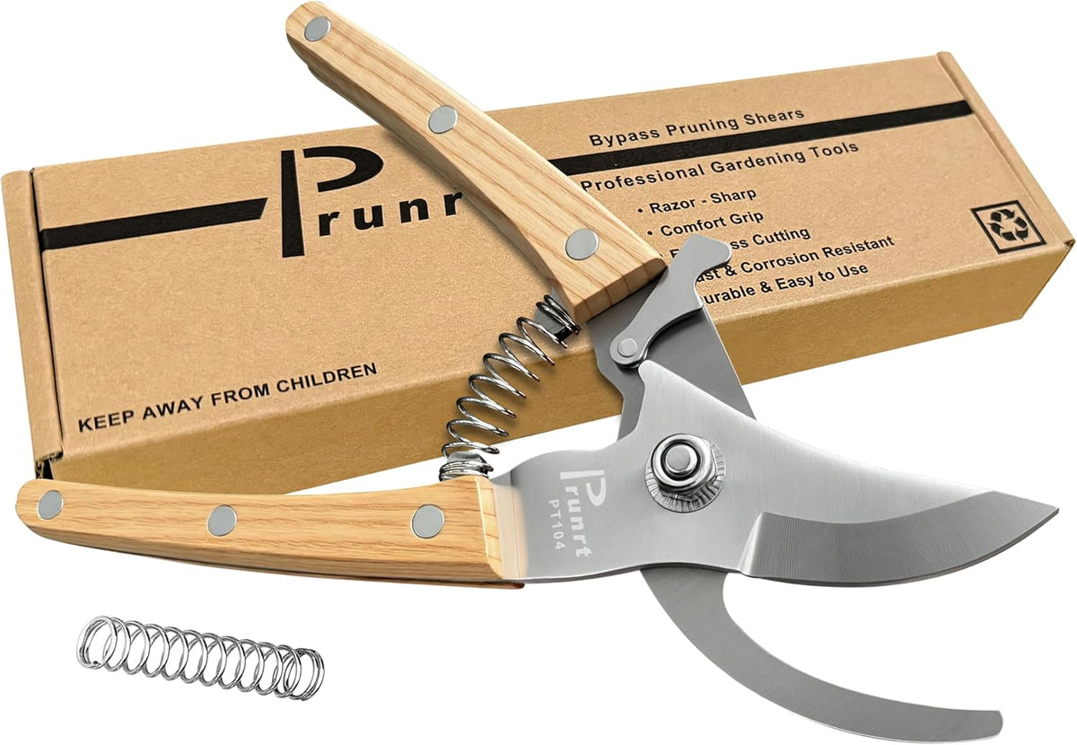Pruning Shears, 7.5 Inch Garden Shears with 5/8 Inch Cut Capacity, Wood Clip Steel Handle