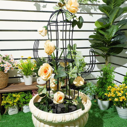 Cactus Obelisk Trellis - 16.34”x27.95” Unique Metal Design for Climbing Plants, Garden Decorative
