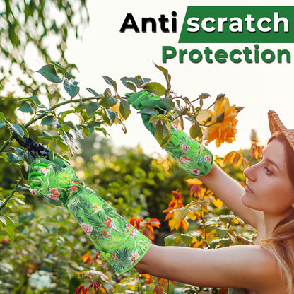 HANDLANDY Women Gardening Gloves, Scratch Resistant Breathable Ladies Rose Pruning Long Gauntlet