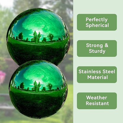 Lily's Home Stainless Steel Gazing Globe Mirror Ball, Colorful and Shiny Addition to Any Garden or