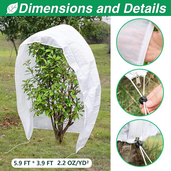 2 Pcs Plant Covers Freeze Protection, Frost Cloth Plant Freeze Protection, Frost Covers for Outdoor