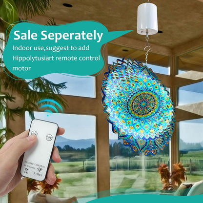 Wind Spinner Mandala Peacock Blue Ocean,Wind Spinner for Yard and Garden,Gifts for Women Mom