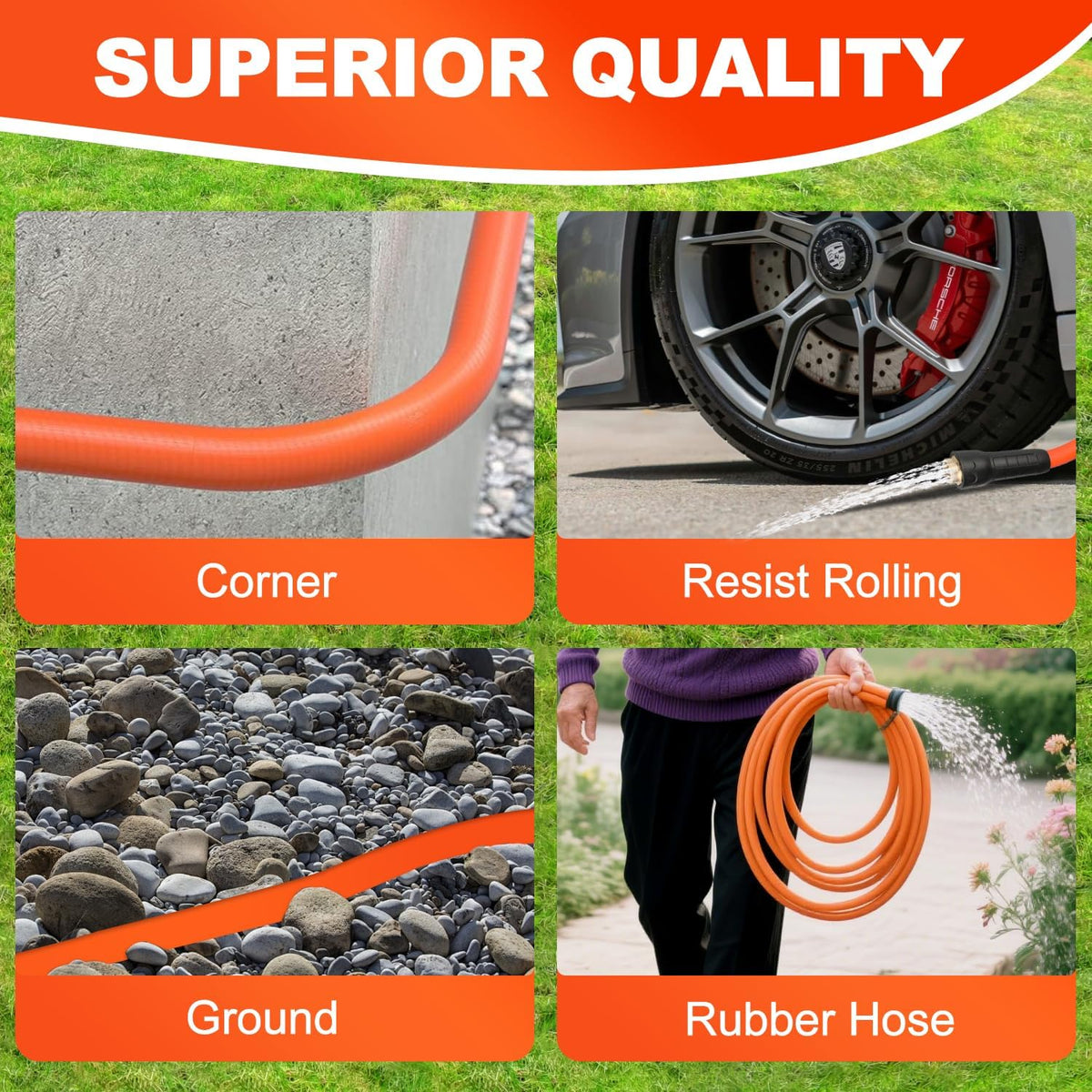YOTOO Heavy Duty Hybrid Garden Water Hose 5/8-Inch by 100-Feet 150 PSI Kink Resistant, Flexible