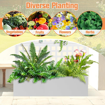 Metal Planter Box with Trellis & Wheels, Raised Garden Bed with Privacy Screen, Outdoor Standing