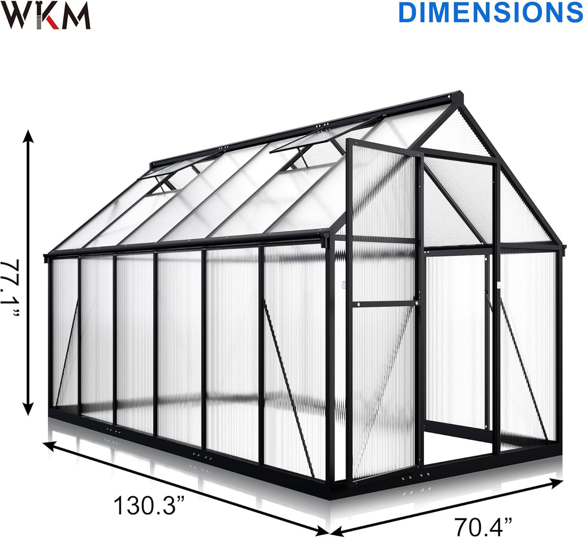 WKM 5.9x10.9 FT Greenhouse for Outdoors, Quick-fit Structure Greenhouse with Window for
