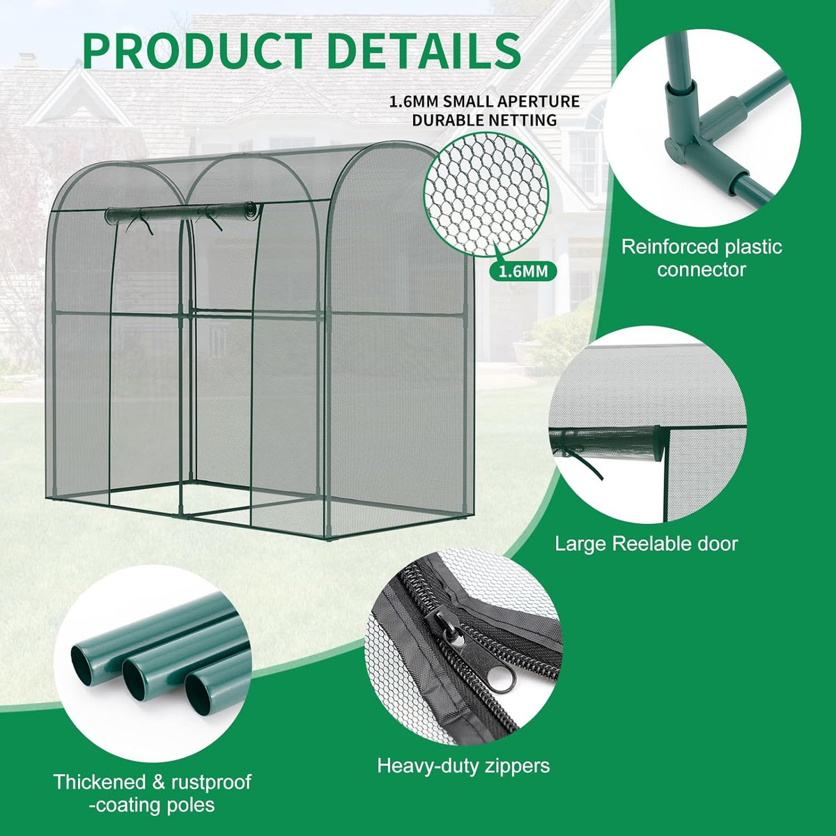 SUNYRISY Garden Plant Netting Crop Cage for Garden Raised Bed, 6.5 x 3.3 x 6 Ft Plant Cover Cage
