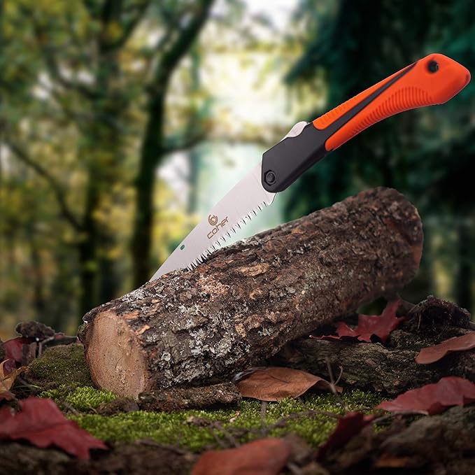Folding Hand Saw for Tree Pruning, Camping, Gardening, Hunting. Cutting Wood, PVC, Bone with