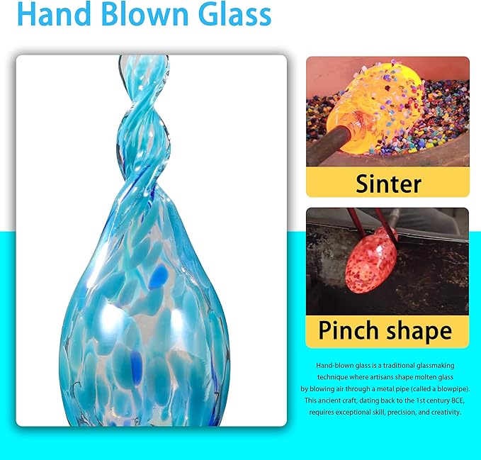 Solar Garden Lights Outdoor, Decorative LED Flame Garden Stakes, Hand Blown Glass and Outdoor