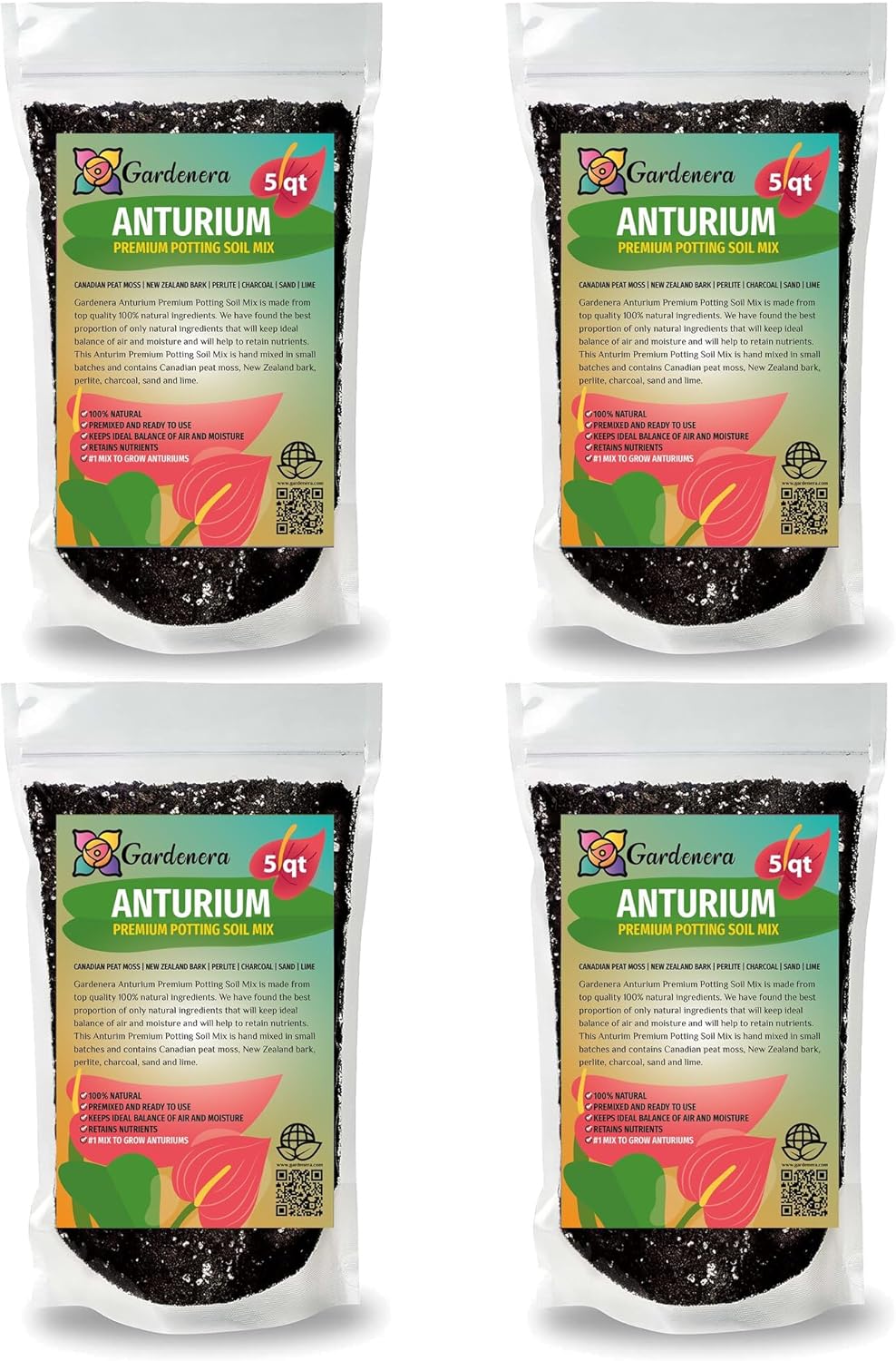 Gardenera Organic Anthurium Soil Blend - Promote Strong Root Development and Beautiful Flowers - 20