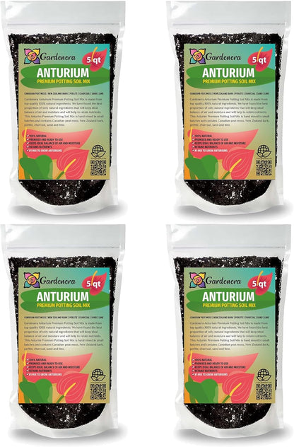 Gardenera Organic Anthurium Soil Blend - Promote Strong Root Development and Beautiful Flowers - 20
