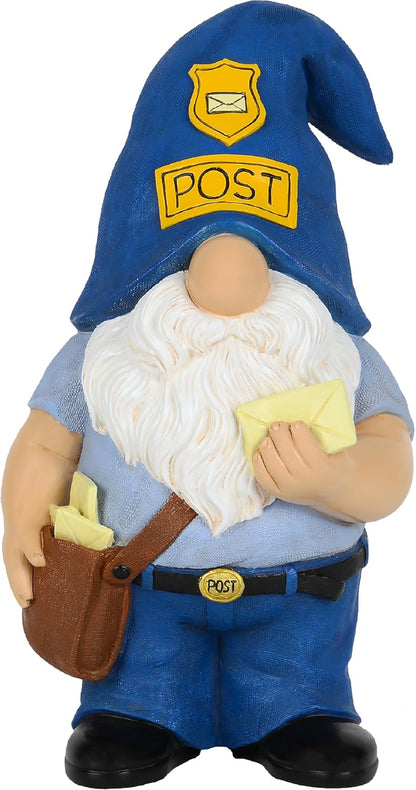Mood Lab Garden Gnome - Funny Postman Gnome Figurine - 9.25 Inch Tall Lawn Statue - for Outdoor or