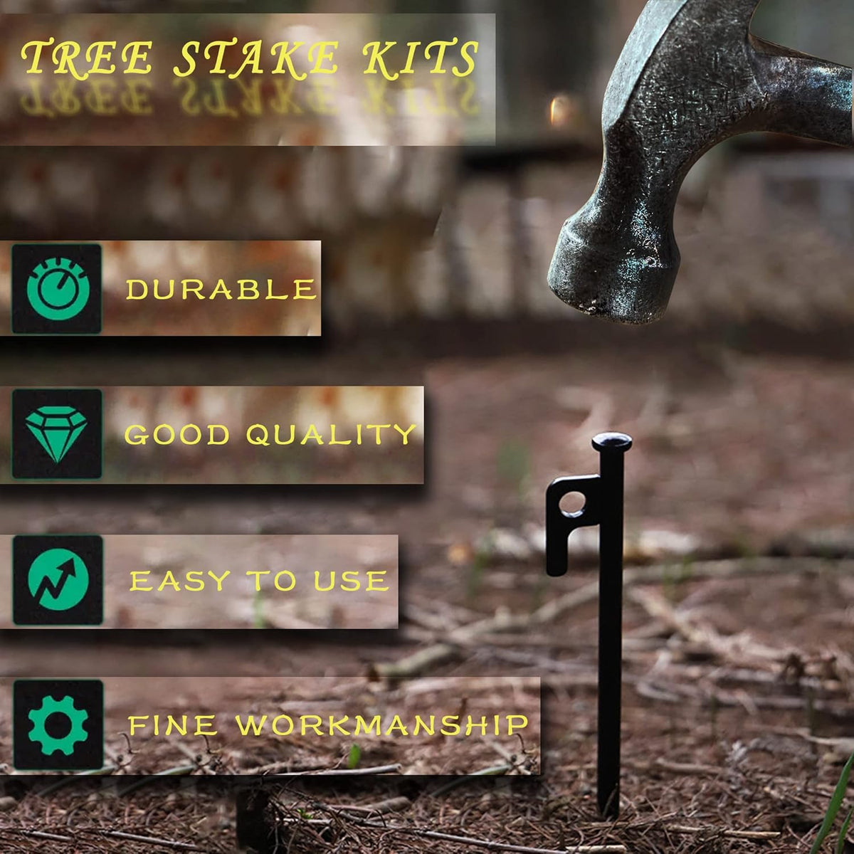 Tree Stake Kits, Tree Stakes and Supports Kits for Hurricane Protection & Bad Weather, Include 3