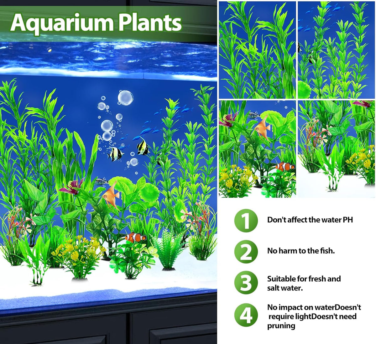 CousDUoBe 12pcs Fish Tank Accessories Aquarium Decorations Green Plants, Green Fish Tanks