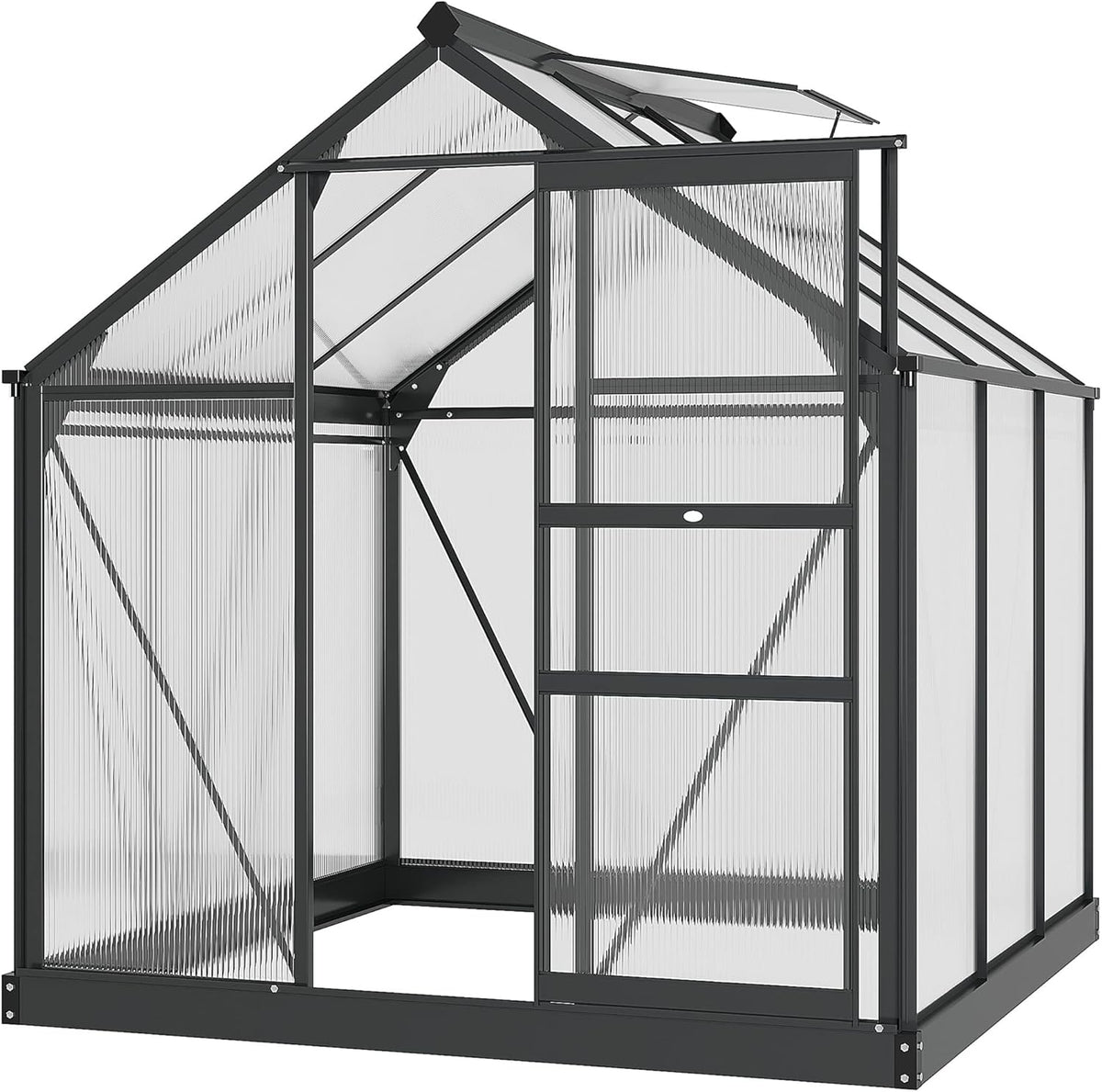 Outsunny 6' x 6' Greenhouse for Outdoors, Polycarbonate Greenhouse with Rain Gutter and Roof Vent