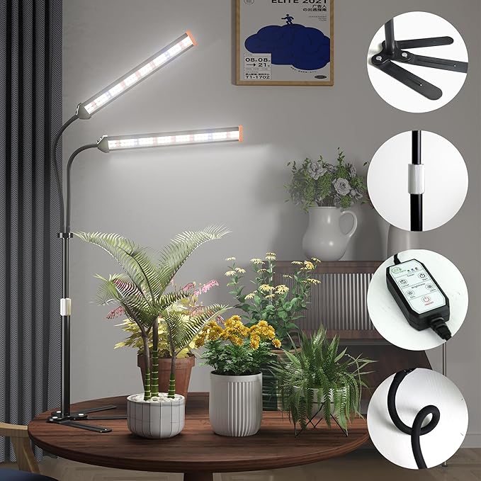 GooingTop Grow Light for Indoor Plants,5000K Full Spectrum Growing Plant Lamp with White Red Blue