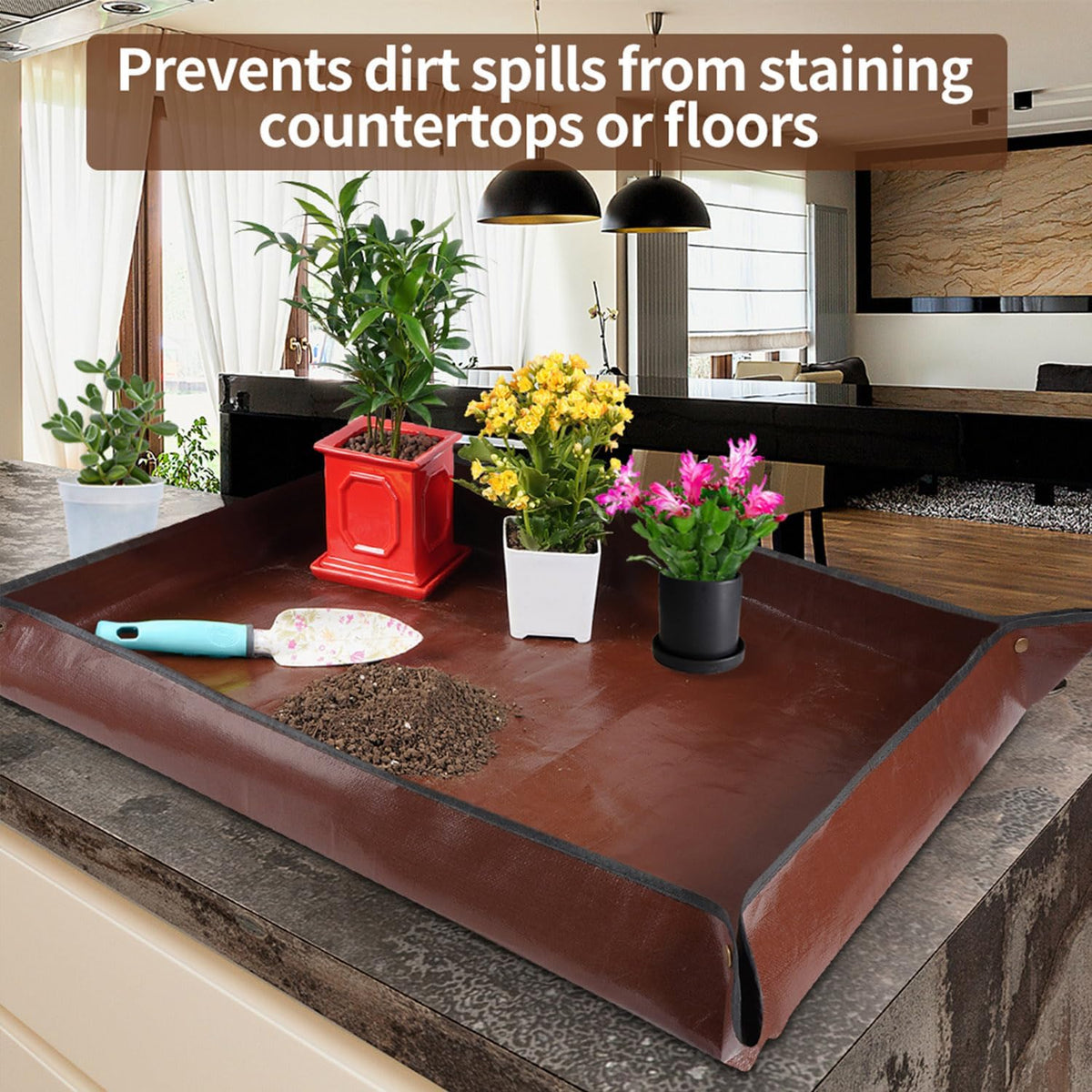 39.5" X 31.5" Large Repotting Mat for Indoor Plants Transplanting and Dirt Control - Portable