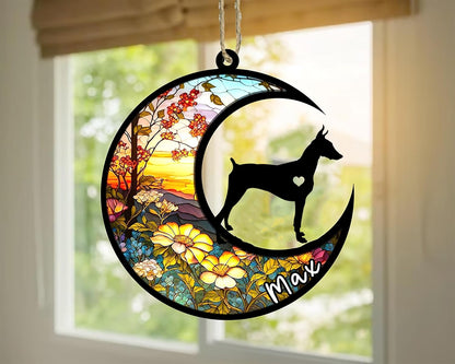 Personalized Dog Memorial, Custom Name Doberman Pinscher Cropped Ears Dog Christmas Ornament
