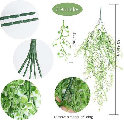 RECUTMS Fake Hanging Plants Artificial Ferns for Outdoor Hanging Faux Plants Vine Ivy Faux Fern