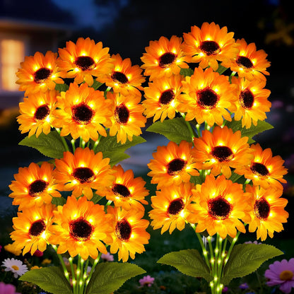 Solar Sunflower Lights 4 Pack with 24 Sunflower Solar Lights Outdoor Garden Decor Birthday Gift for