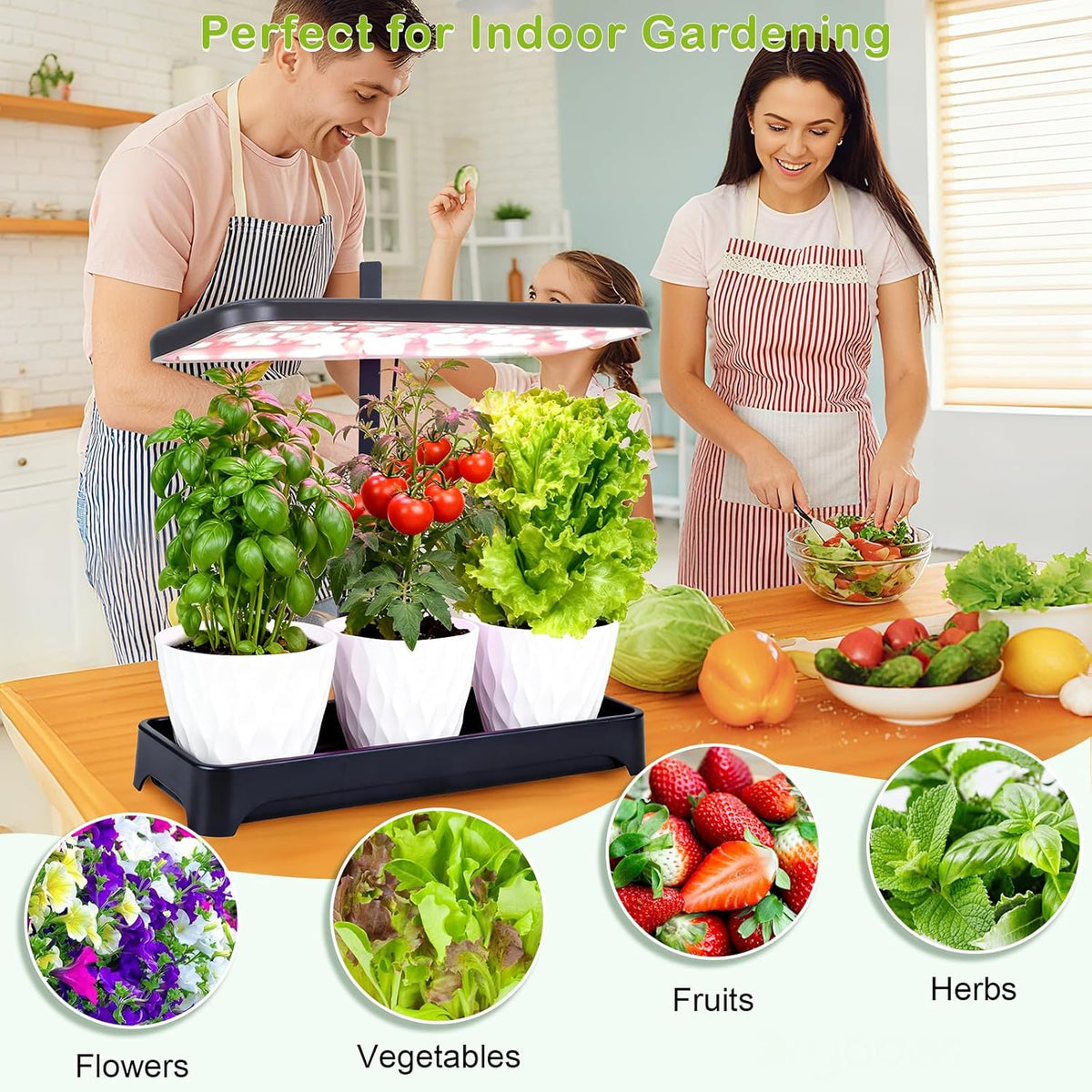 Indoor Garden Led Grow Light, Herb Kitchen Garden Grow Kit, Full Spectrum LED Plant Light for