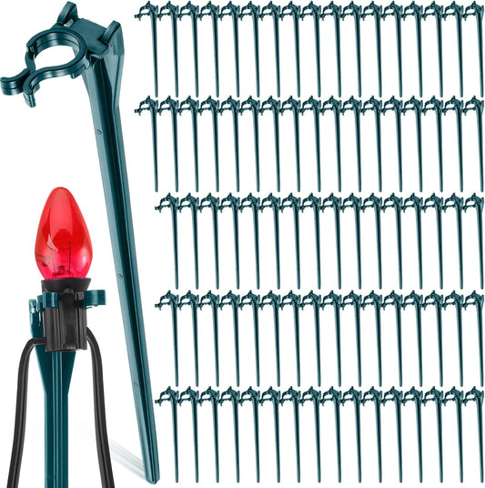 Jetec 200 Pieces Christmas Light Stakes Universal Yard Lawn Holiday 7.5 Inches Light Ground Stakes