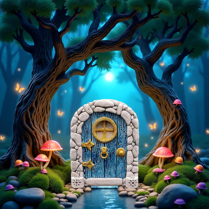 Blue Streak Archway Mini Fairy Garden Door for Tree, 3D Miniature Fairy Door for Fairytale Tiny