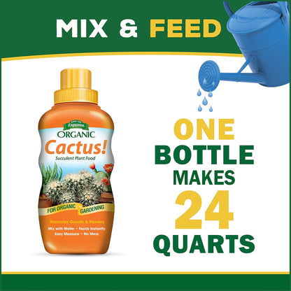Espoma Organic Cactus Soil Mix 4qt Bag and Cactus! Liquid Plant Food Concentrate 8oz Bottle. Use