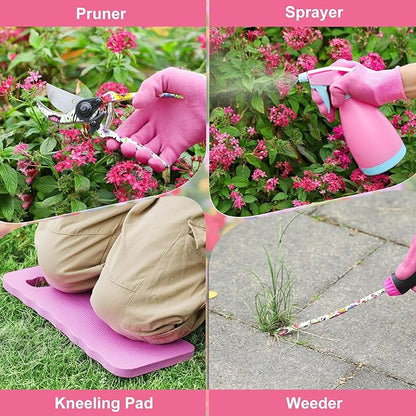 Housolution Gardening Tools Set, 10 PCS Stainless Steel Heavy-Duty with Non-slip Soft Rubber Handle