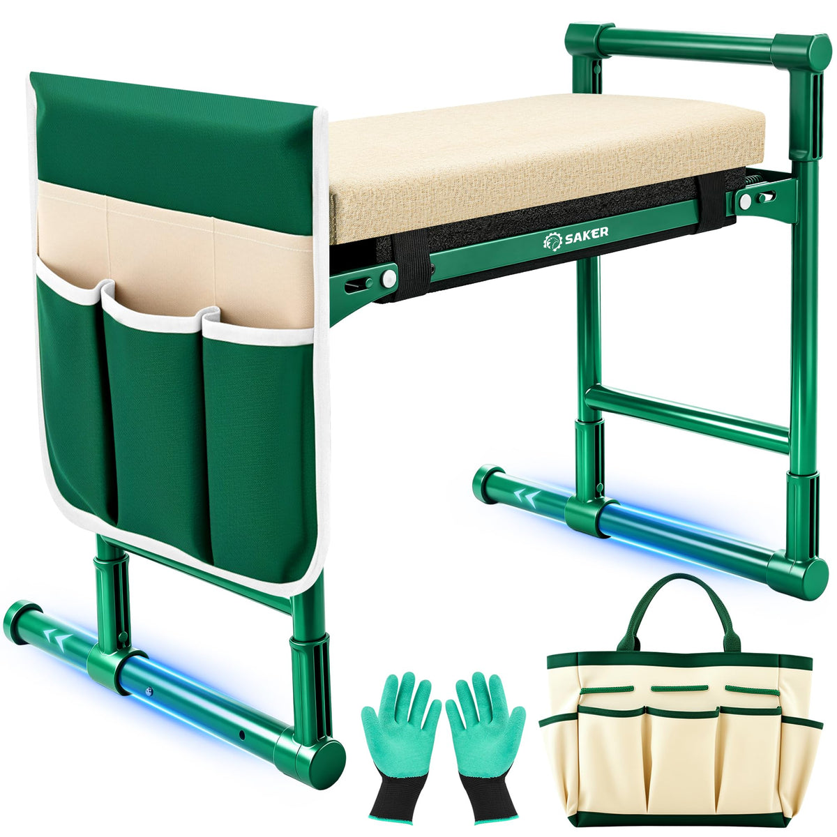Saker 2026 Upgraded Garden Kneeler and Seat with 500LB Frame & Soft Pad