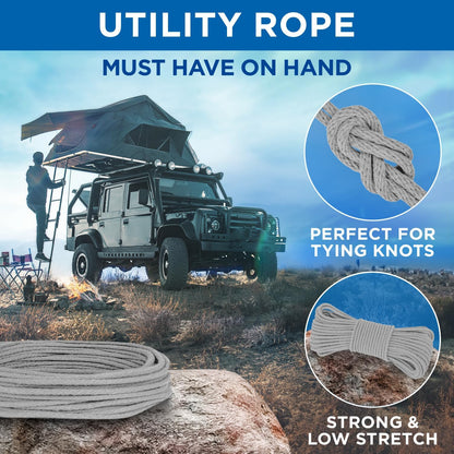 TECEUM Cotton Rope 3/16” (5 mm) – 50 FT – Strong All-Purpose Braided Rope – Natural Cotton – for