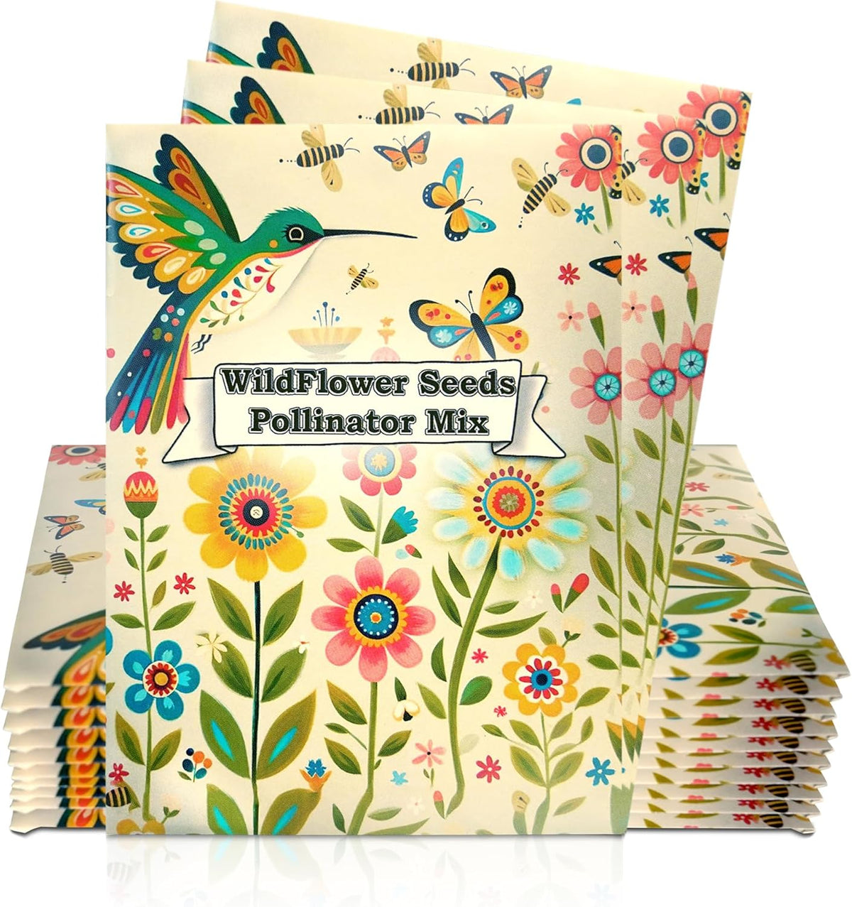 Pollinator Paradise Seed Mix (20 Packs) Seeds Packets for Humming Birds, Butterflies and Bees